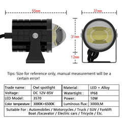 1pair 12V-85V Motorcycle Headlights Dual-color Automotive LED Working Headlights, Yellow + White Light Without Flashing, Yellow + White Light With Flashing