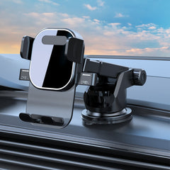 Car Suction Cup Dashboard Automatic Lock Mobile Phone Holder, Glossy Telescopic Base, Glossy Waterfall Base, Brushed Telescopic Base, Brushed Waterfall Base, Black Air Outlet, Orange Air Outlet, Black Telescopic, Orange Telescopic, Black Waterfall     ...