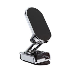 D11 Magnetic Folding Car Phone Holder Rotatable Dashboard Stick-On Navigation Stand, Black Gloosy, Silver Gloosy
