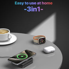 M9 3-In-1 Portable Magnetic Folding Wireless Charger Fast Charging Bracket