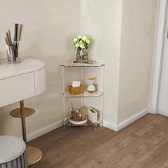 Polygonal 3-Tier Acrylic Wall Corner Table For Living Room Kitchen Bathroom Storage, YX140