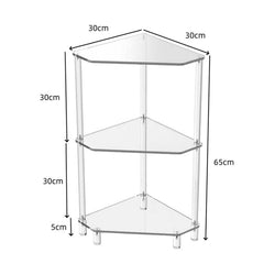 Polygonal 3-Tier Acrylic Wall Corner Table For Living Room Kitchen Bathroom Storage, YX140