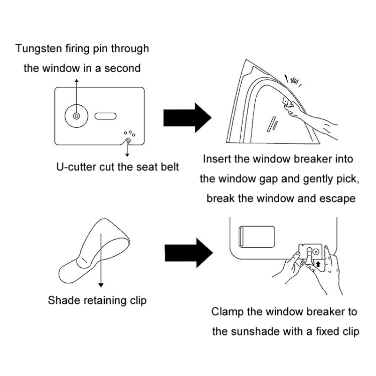 Car Window Breaking Safety Card Emergency Life-Saving Hammer