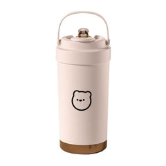 316 Stainless Steel Insulated Mug Portable Carry-On Dual Drink Coffee Cup With Straw, 500ml