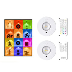 Magnetic Puck Light Rechargeable LED Under Cabinet Light With Remote Control, RGB, Tri-color