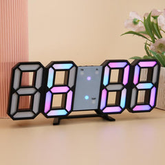 RGB Multicolor Electronic Wall Clock 3D Luminous Alarm Clock Living Room Digital Clock