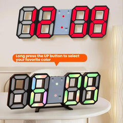 RGB Multicolor Electronic Wall Clock 3D Luminous Alarm Clock Living Room Digital Clock