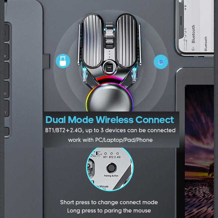 IMICE T800 Rechargeable Bluetooth Dual Mode Wireless Gaming Mice RGB Lighting Plating Mouse, T800
