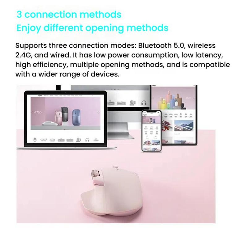 Rapoo Wireless Triple Mode Mice Ergonomic Desktop Laptop Business Office Mouse, MT760 Black, MT760mini Black, MT760 Gray, MT760mini Gray, MT760 Pink, MT760mini Pink