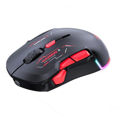 MKESPN W12 Tri-Mode 5-Channel Gaming Mouse 10-Key 10000 DPI Ambidextrous Design RGB Macro Mouse, W12 Blue, W12 Red