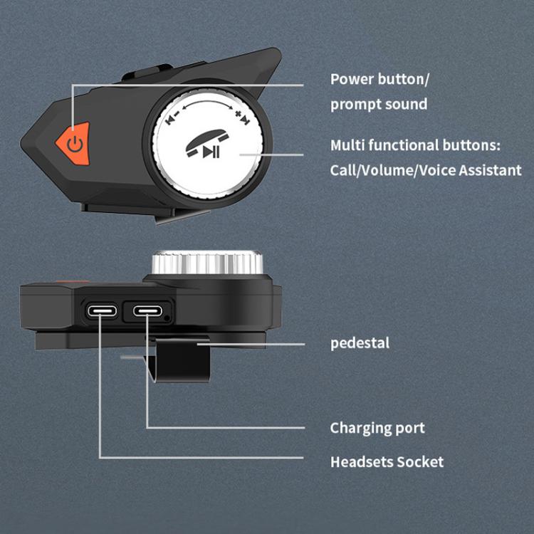 M9 Motorcycle Helmet Bluetooth Headset IPX6 Waterproof,  Auto Answer, HD Sound for Riders/Delivery/Group Intercom, M9