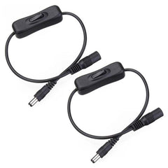 2pcs 5.5x2.1mm Male Female Connection Cable DC Switch Cable 304 Switch Power Cable, Key switch(Black)