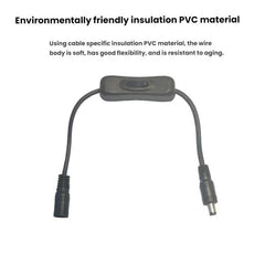 2pcs 5.5x2.1mm Male Female Connection Cable DC Switch Cable 304 Switch Power Cable, Key switch(Black)