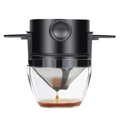 Portable Paperless Coffee Filter Cup Coffee Drip Filter Cone, White, Black, Black With Base, White With Base