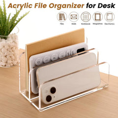 Acrylic Desk Organizer Box File Rack, Single, Double