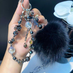 Plush Cell Phone Chain Plush Crystal Beaded Chain Bag Charms