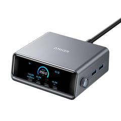 ANKER Prime Gallium Nitride 250W Fast Charger 4 Type-C+2 USB 6-port Desktop Smart Display Charging Station, US Plug, A2345