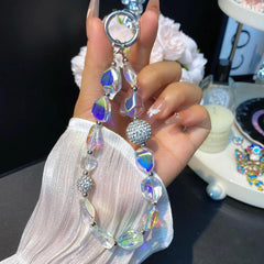 Acrylic Stone Cell Phone Lanyard Rhinestone Orb Lanyard Handheld Keychain