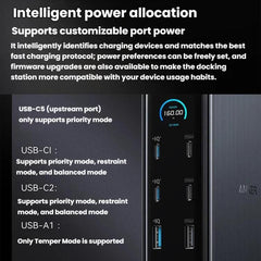 ANKER A83B6 14 In 1 Prime 160W Desktop Digital Display Charging Docking Station HDMI HD Cast Screen, US Plug, A83B6