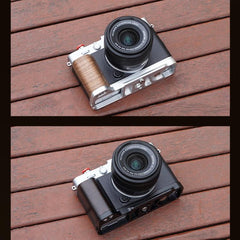 For Fujifilm X-E5 Flymile Camera L-Shaped Cold Shoe Mount For One-Handed Shooting, Black Ebony, Silver Walnut