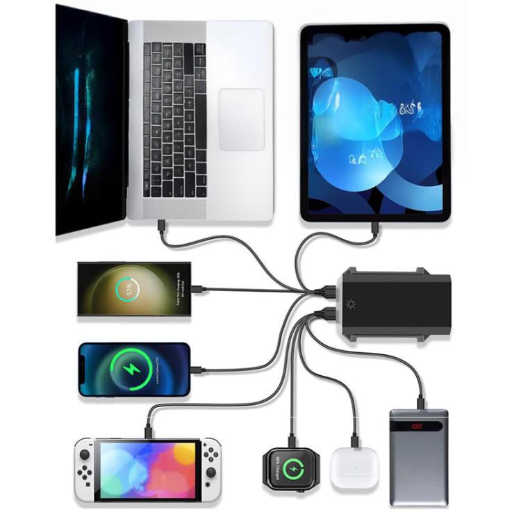 6 Type-C+4 USB Multi-Port 660W High Power Charger Gallium Nitride Desktop Charger, US Plug, UK Plug, EU Plug, AU Plug