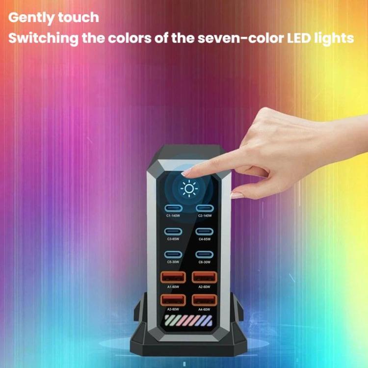 6 Type-C+4 USB Multi-Port 660W High Power Charger Gallium Nitride Desktop Charger, US Plug, UK Plug, EU Plug, AU Plug