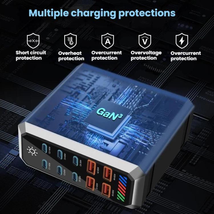6 Type-C+4 USB Multi-Port 660W High Power Charger Gallium Nitride Desktop Charger, US Plug, UK Plug, EU Plug, AU Plug