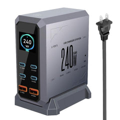 4 Type-C+2 USB Multi-Port 240W Dynamic Display Gallium Nitride Charger, AU Plug, US Plug, EU Plug, UK Plug