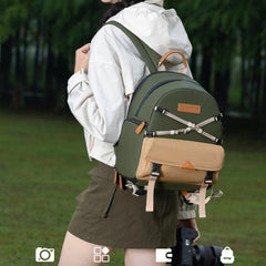 Cwatcun D249 Casual Shoulder Camera Bag Decompressorized Quick Access DSLR Storage Bag, Medium Army Green