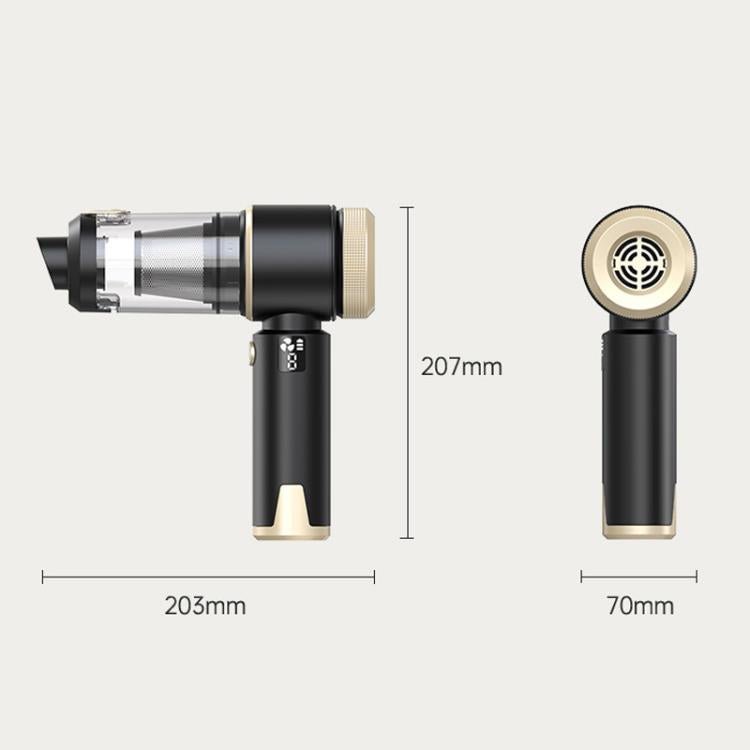 LT-150 Brushless Car Vacuum Cleaner With Power Level Digital Display 4 In 1 Handheld Vacuum Cleaner, Black Gold, Black Gold Steel Mesh