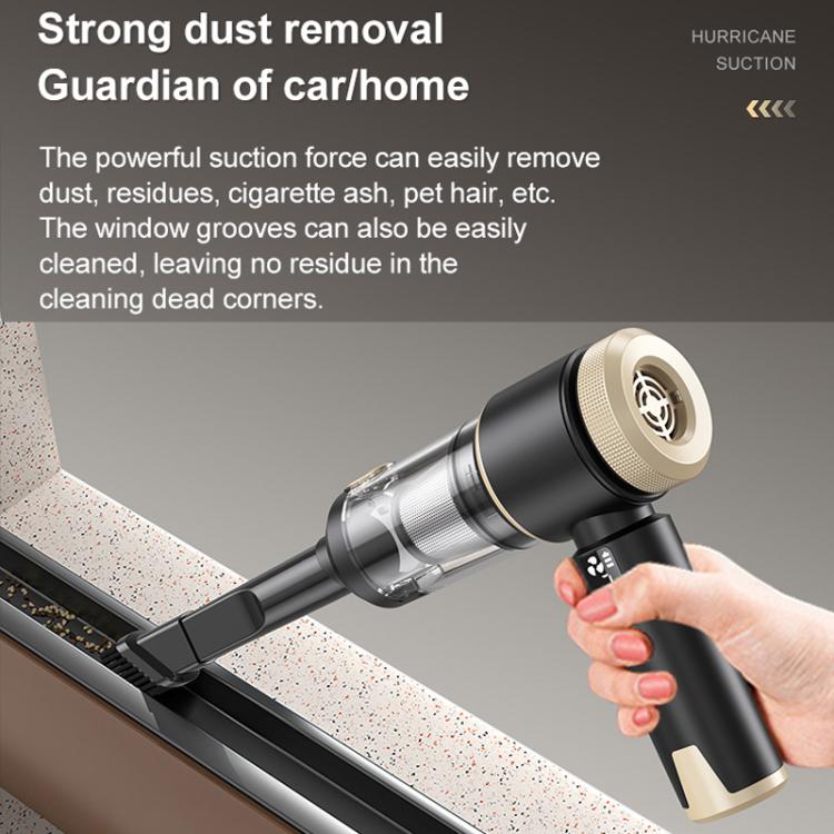 LT-150 Brushless Car Vacuum Cleaner With Power Level Digital Display 4 In 1 Handheld Vacuum Cleaner, Black Gold, Black Gold Steel Mesh