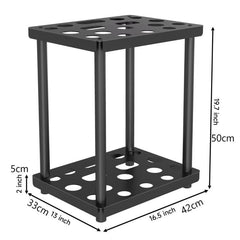 Metal Storage Rack Shelf Powder Coated Rustic Tool Rack Hoe Broom Shovel Storage Rack, Double Layer