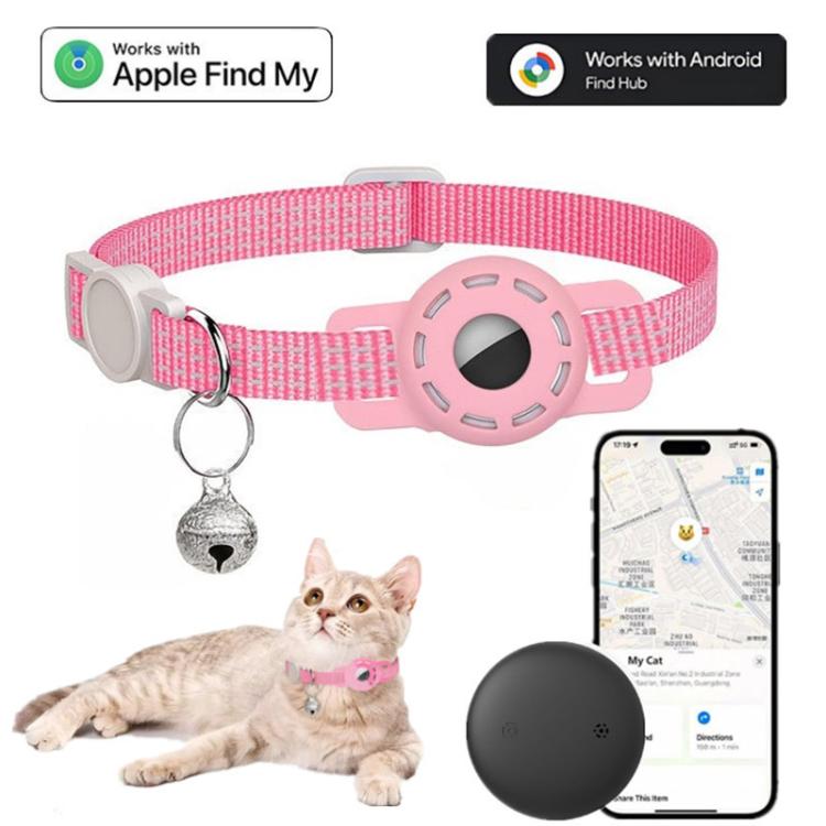 Pet Cat Tracker Collar With S10 GPS Locator, Compatible with Apple Find My, Compatible with Google Find My, Dual System for iOS & Android