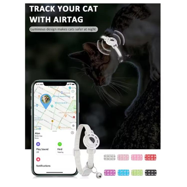Pet Cat Tracker Collar With S10 GPS Locator, Compatible with Apple Find My, Compatible with Google Find My, Dual System for iOS & Android