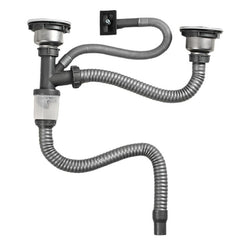 Kitchen Stainless Steel Washbasin Downpipe Fittings Anti-Odor Downpipe Drain Set, Double Slot 0.6m Tailpipe, Double Slot S-bend, Double Slot 1m Tailpipe