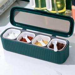 Household 4-Grid Seasoning Box Kitchen Spice Storage Container