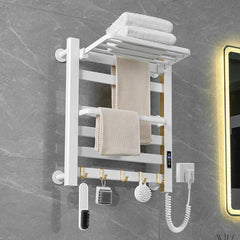 Smart Touchscreen Display Electric Heated Towel Rack Bathroom Drying Rack, Large Black Left Wiring, Medium Platinum Right Wiring, Medium Platinum Left Wiring, Medium White Right Wiring, Medium White Left Wiring