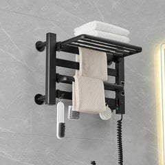 Smart Touchscreen Display Electric Heated Towel Rack Bathroom Drying Rack, Small White Left Wiring, Small Black Right Wiring, Small Black Left Wiring