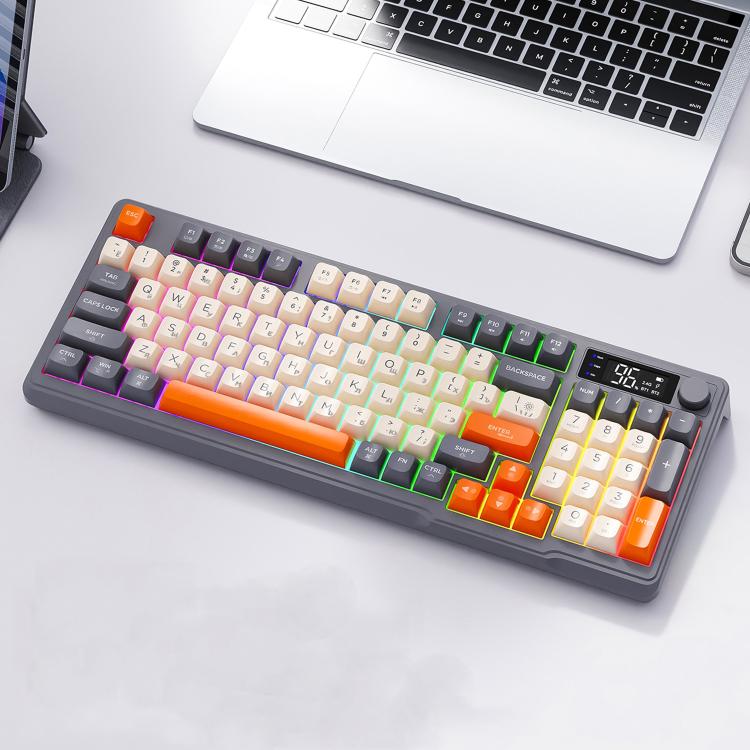 FREE WOLF M96 Wireless Bluetooth Dual-Mode Russian Keyboard PBT Dome Display Gaming Keyboard