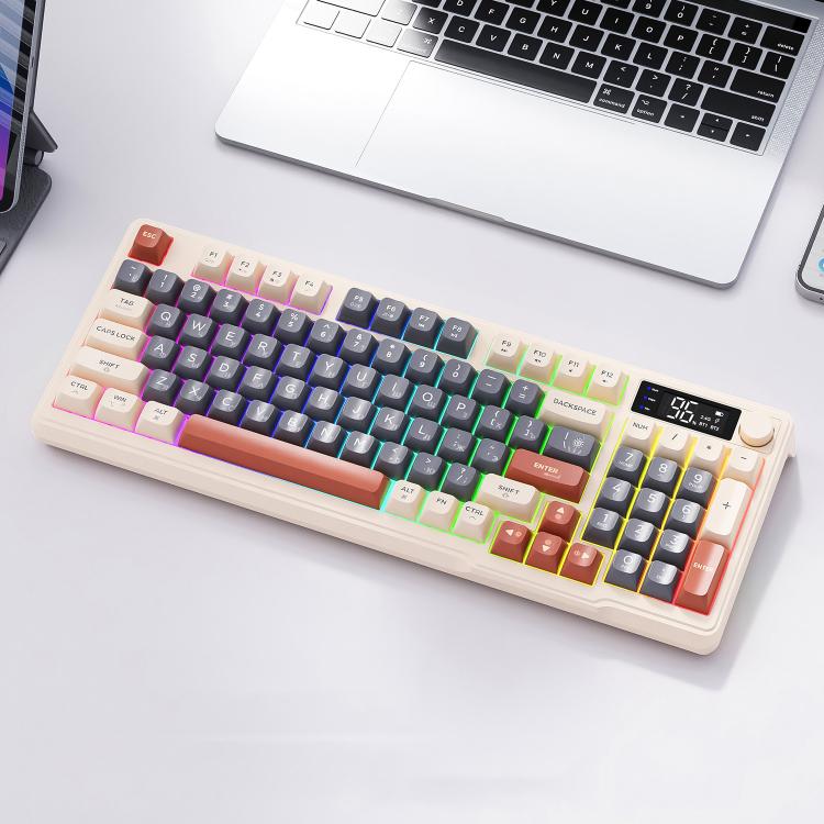 FREE WOLF M96 Wireless Bluetooth Dual-Mode Russian Keyboard PBT Dome Display Gaming Keyboard