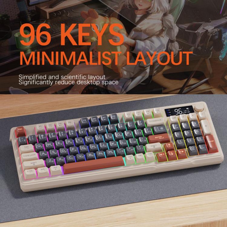FREE WOLF M96 Wireless Bluetooth Dual-Mode Russian Keyboard PBT Dome Display Gaming Keyboard