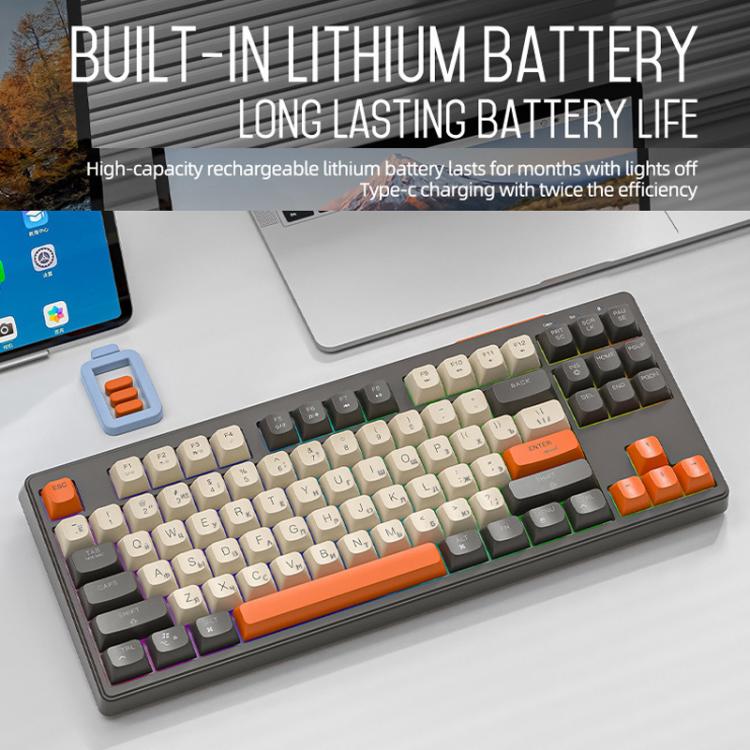 FREE WOLF M87 Russian 2.4G Wireless Bluetooth Dual-Mode Mechanical Keyboard