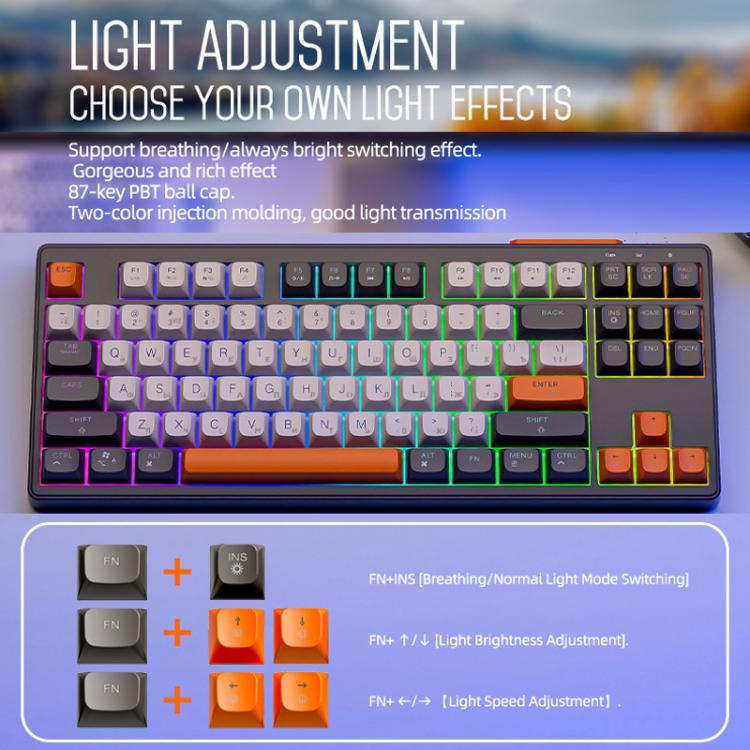 FREE WOLF M87 Russian 2.4G Wireless Bluetooth Dual-Mode Mechanical Keyboard