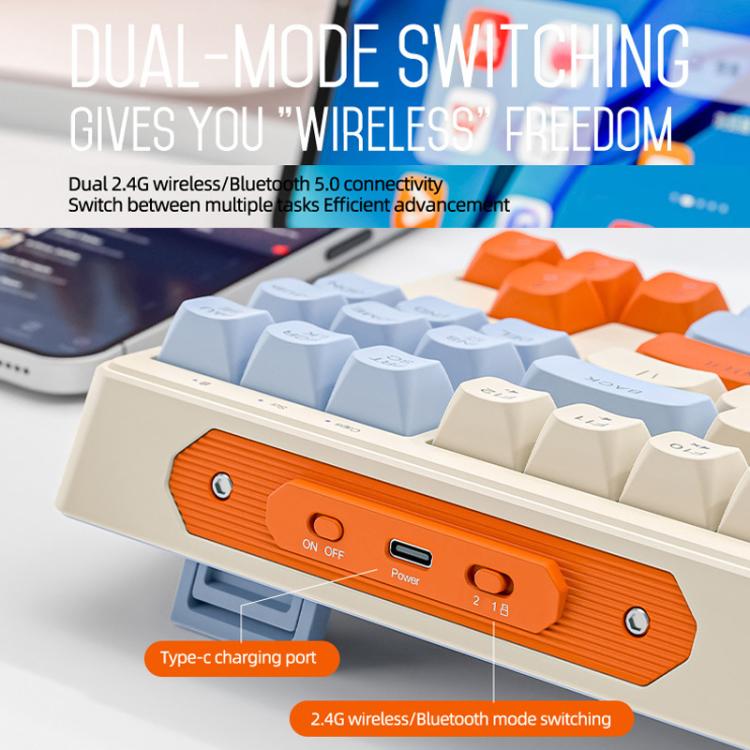 FREE WOLF M87 Russian 2.4G Wireless Bluetooth Dual-Mode Mechanical Keyboard