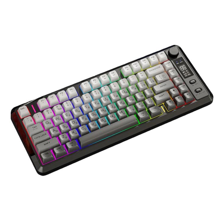 FREE WOLF M75 Russian Wireless Bluetooth Dual-Mode Mechanical Keyboard With PBT Gradient Caps and Display Screen