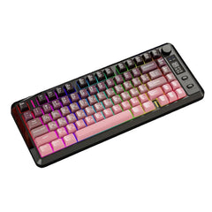 FREE WOLF M75 Russian Wireless Bluetooth Dual-Mode Mechanical Keyboard With PBT Gradient Caps and Display Screen