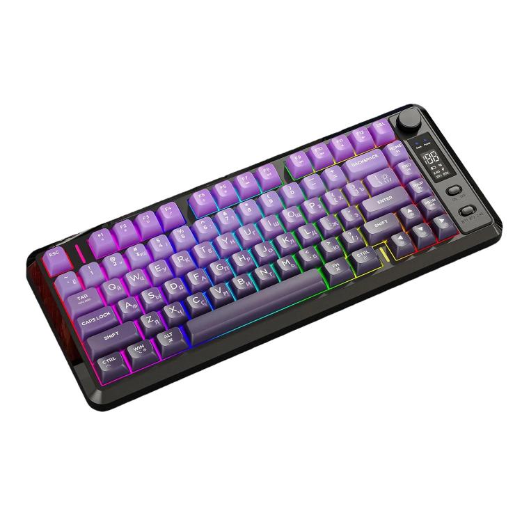 FREE WOLF M75 Russian Wireless Bluetooth Dual-Mode Mechanical Keyboard With PBT Gradient Caps and Display Screen