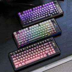 FREE WOLF M75 Russian Wireless Bluetooth Dual-Mode Mechanical Keyboard With PBT Gradient Caps and Display Screen