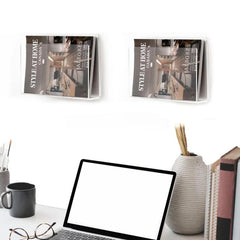 Acrylic Magazine & Book Wall-Mounted Rack For Living Room Office, Single, Double