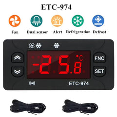 ETC-974 Embedded Digital Temperature Controller With Cooling, Defrost, And Fan Functions, ETC-974 220V, ETC-974 110V